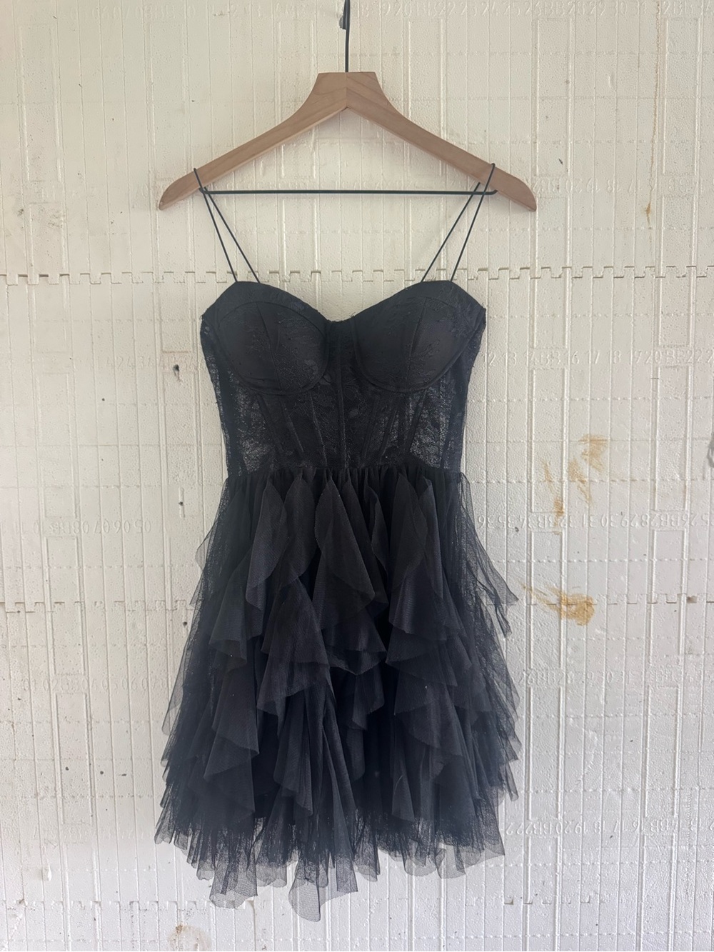 B Darlin Black Tiered Tulle Bustier Mini Dress